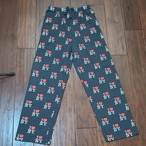 I love NY Dark Charcoal Grey Pajama Pants with I ❤️ NY Logo size Medium